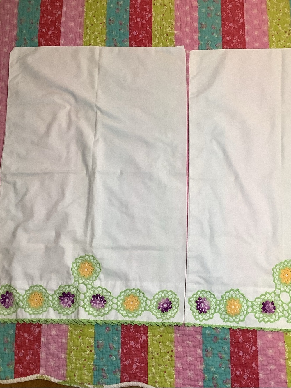 NOS Dan River Muslin Pillowcase Set Standard SZ Crochet & Tatting Trim